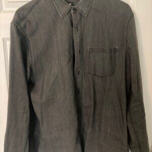 Madewell Black Stonewashed Denim button down Mens Size Large L Long Sleeve LS